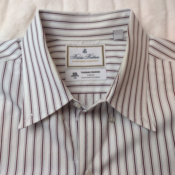 Brooks Brothers Thomas Mason Regent Fit Men's XL 17.5/34 Button Up Long Sleeve - Picture 4 of 14